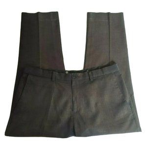 Men's Haggar Magic Stretch 36x29 Gray Dress Casual Pants tapered legs